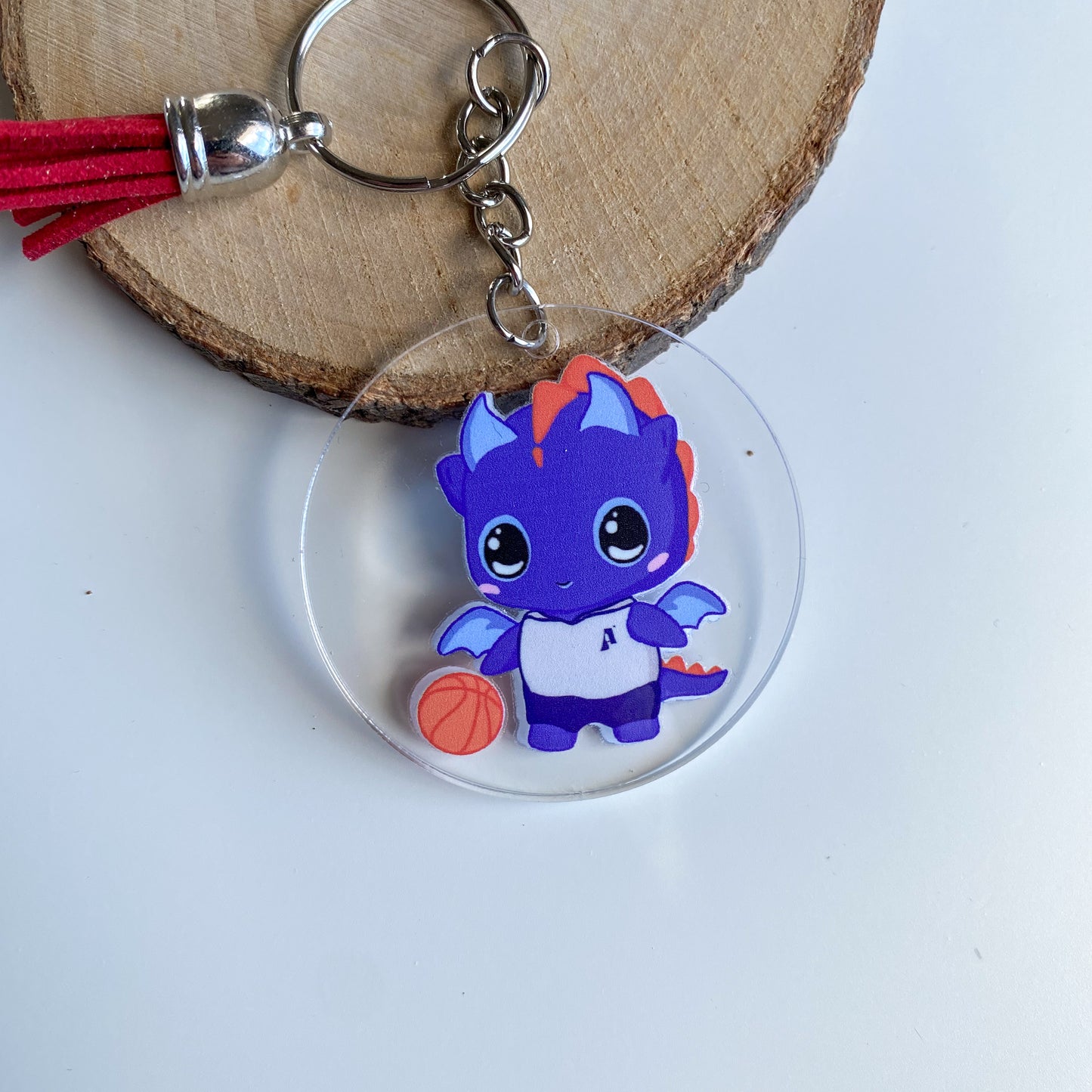 Keychain - Blu Basketball Player - Kawaii Style Dragon