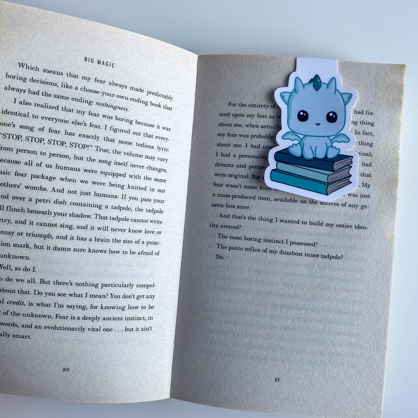Magnetic Bookmark - Kai with Books - Kawaii Style Dragon