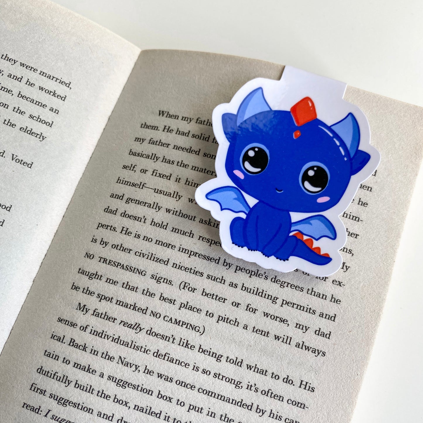 Magnetic Bookmark - Blu - Kawaii Style Dragon
