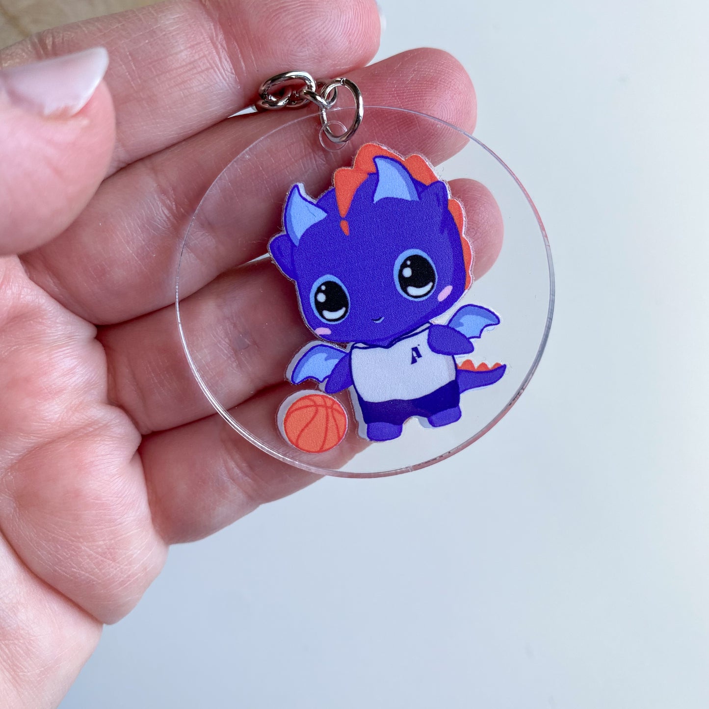 Keychain - Blu Basketball Player - Kawaii Style Dragon