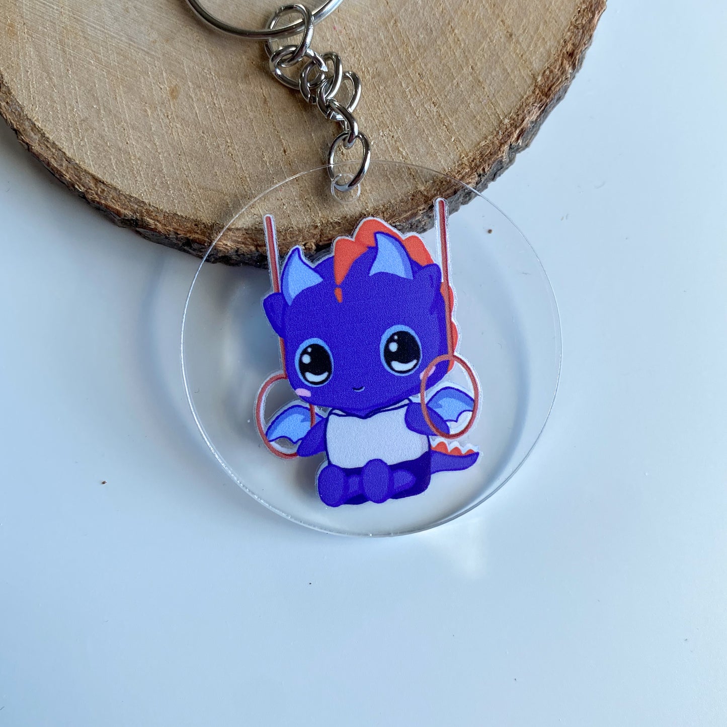 Keychain - Blue Gymnast - Kawaii Style Dragon