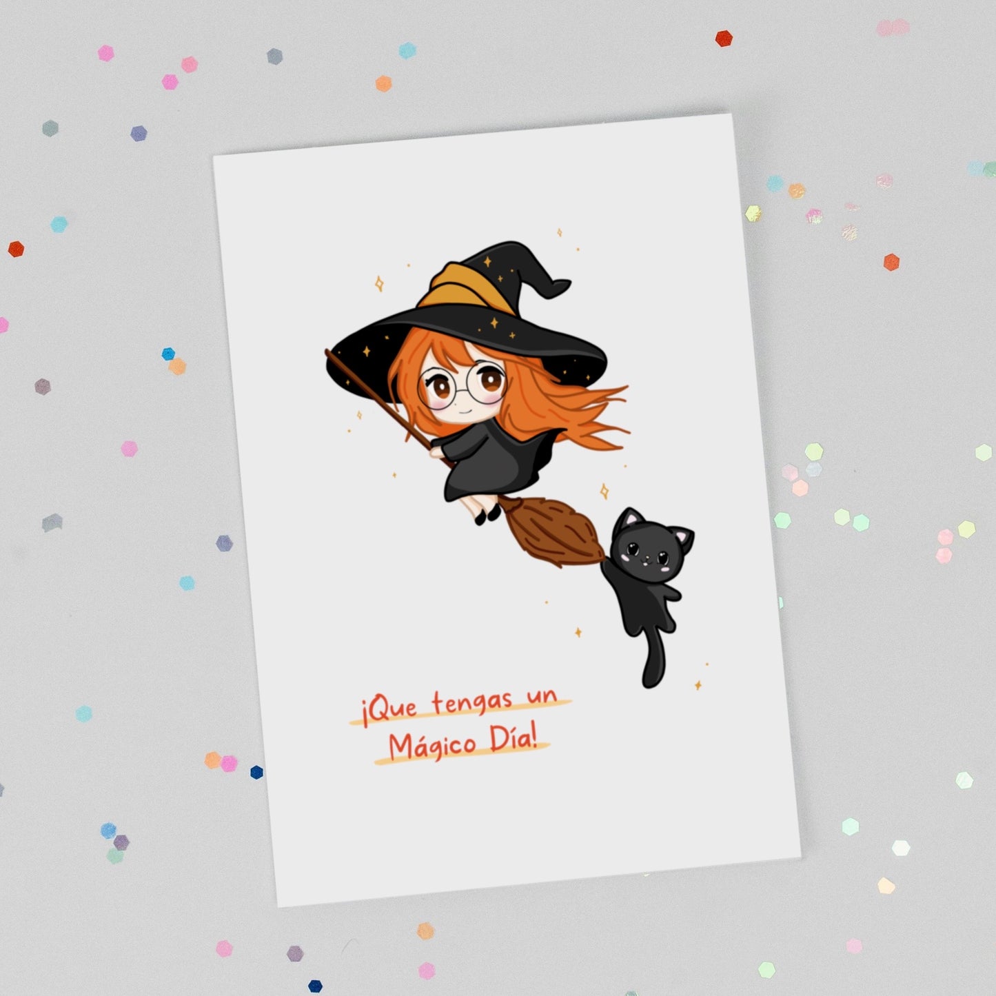Customizable Kawaii Greeting Card - Elly and Nyx
