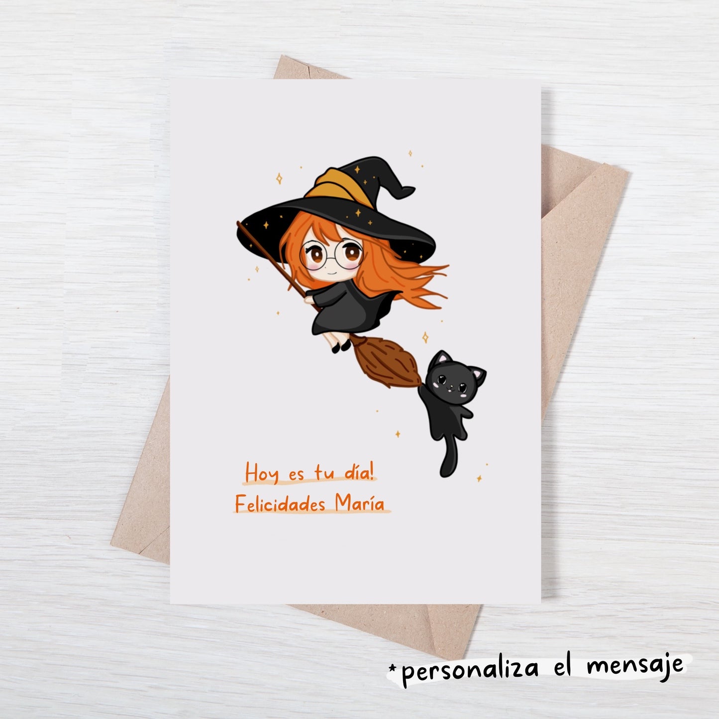 Customizable Kawaii Greeting Card - Elly and Nyx