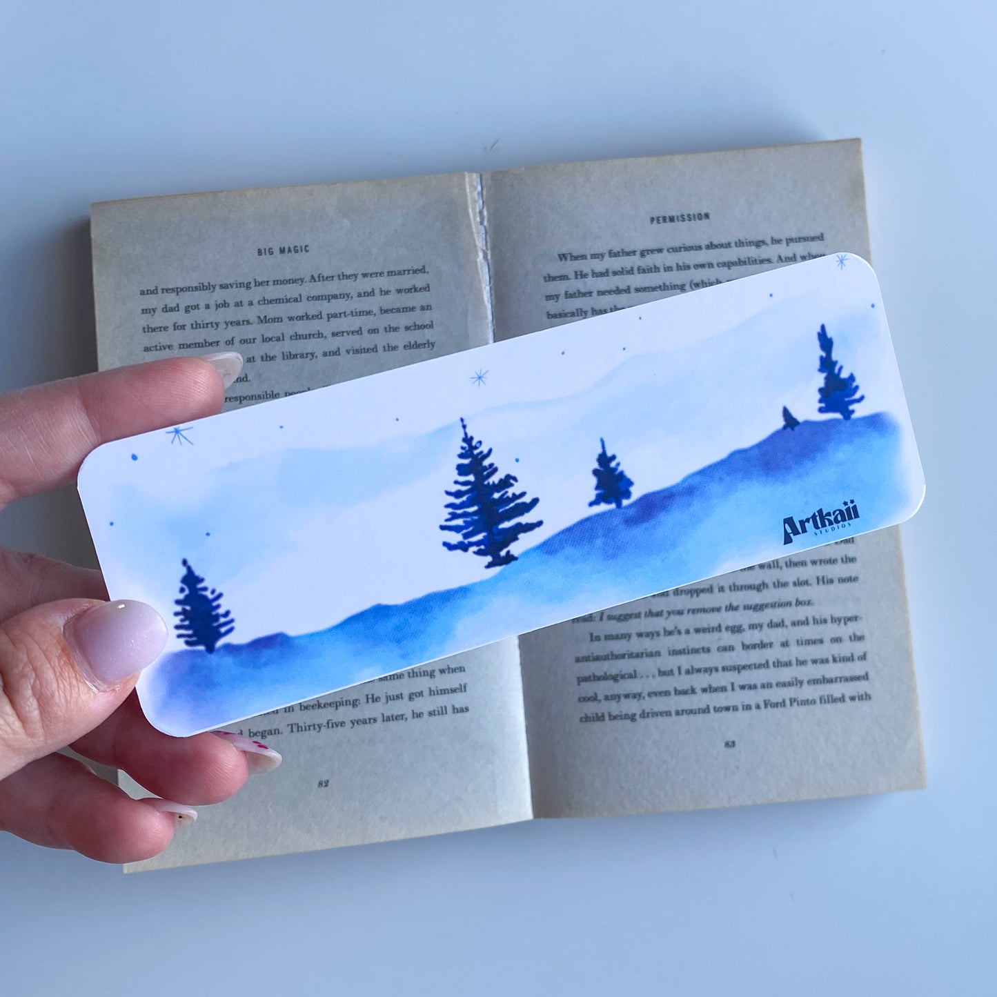 Winter Illustration Bookmark - Picky & Anya - Kawaii Penguin and Fairy