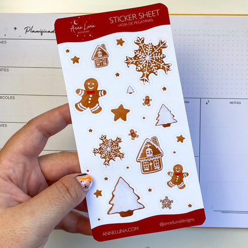 Kawaii Sticker Sheet - Christmas Cookies - Bullet Journal Decoration