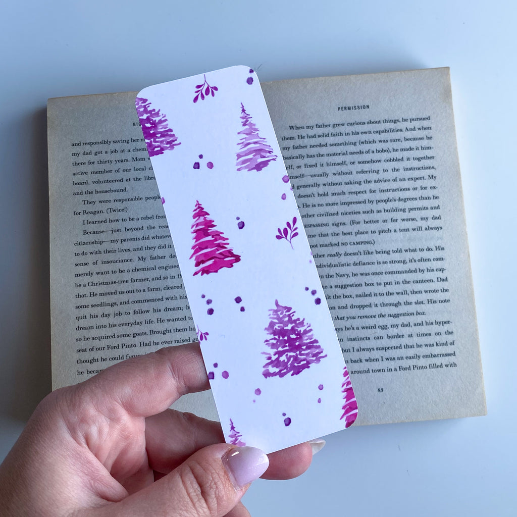 Christmas Illustration Bookmark - Pink Trees