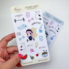 Kawaii Sticker Sheet - Moon Exercise - Bullet Journal Decoration