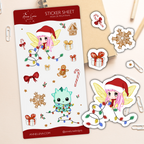 Kawaii Sticker Sheet - Kai and Luna at Christmas - Bullet Journal Decoration