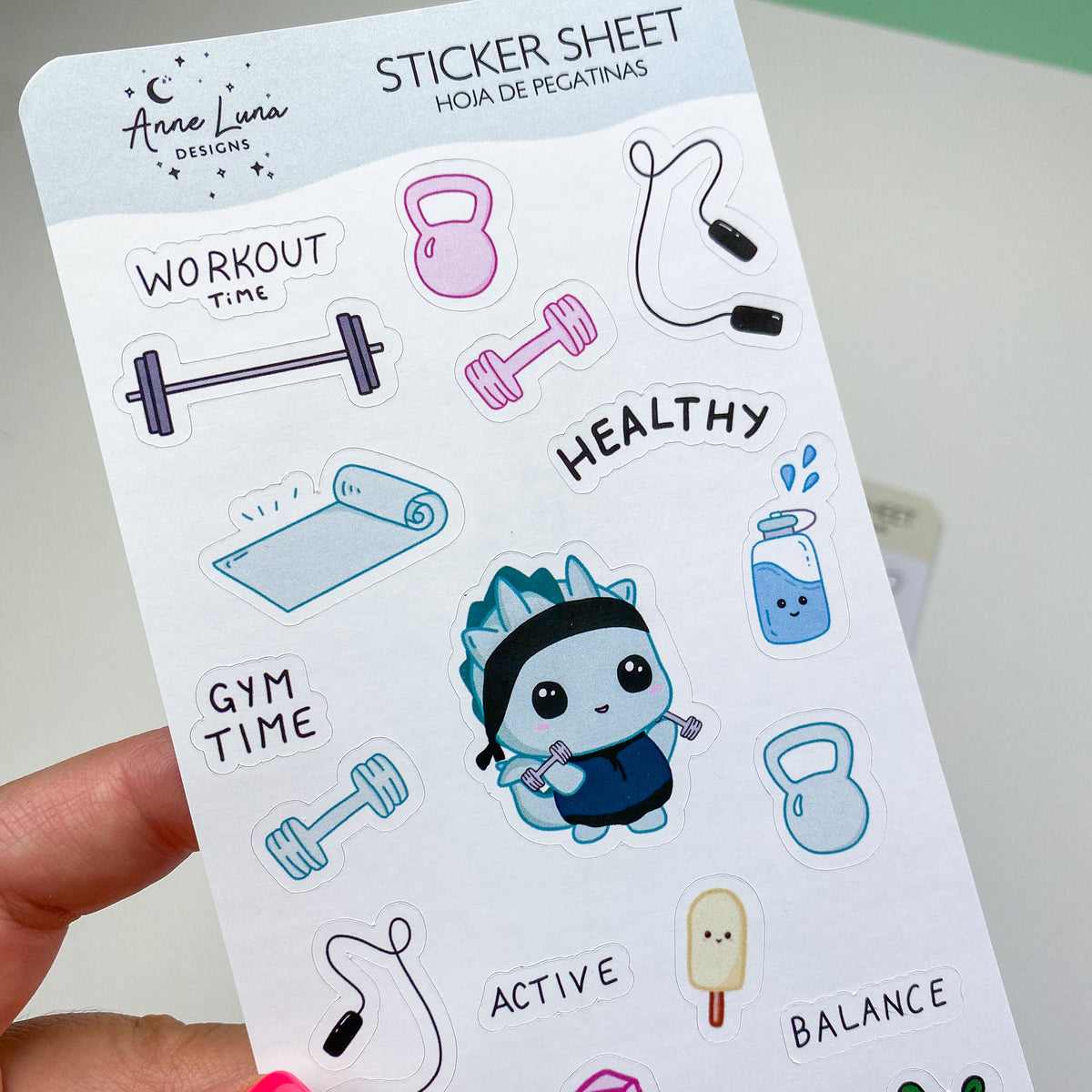 Kawaii Sticker Sheet - Kai Exercise - Bullet Journal Decoration