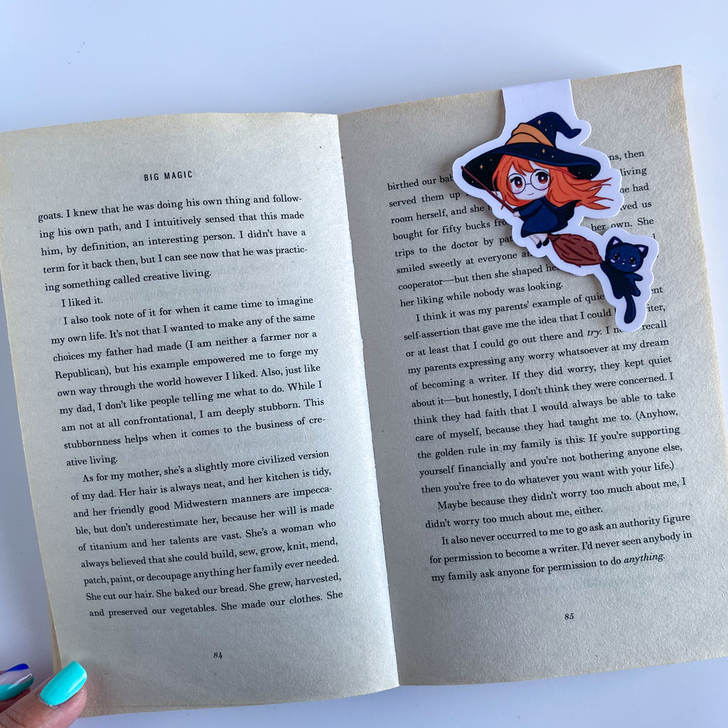 Magnetic Bookmark - Elly and Nyx - Kawaii Witch and Cat