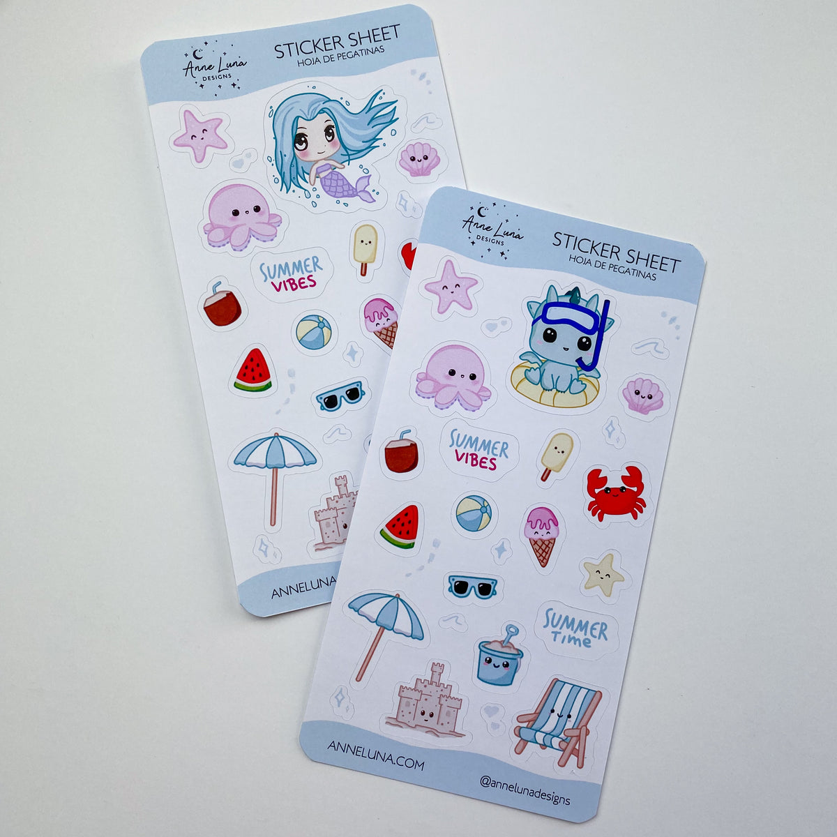 Kawaii Sticker Sheet - Kai in Summer - Bullet Journal Decoration