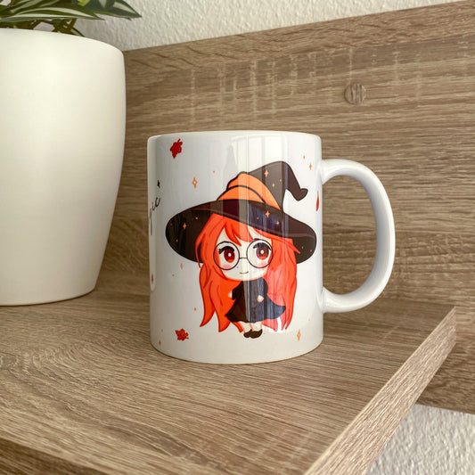 Taza Ilustrada - Nyx y Elly - Gato y Bruja Estilo Kawaii