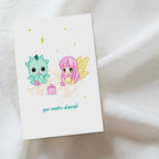 Customizable Kawaii Greeting Card - Kai and Luna