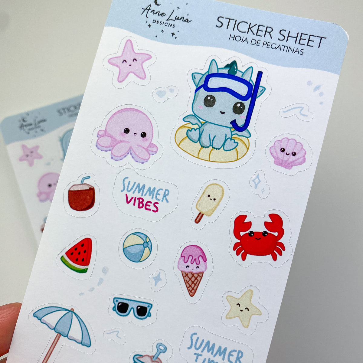 Kawaii Sticker Sheet - Kai in Summer - Bullet Journal Decoration