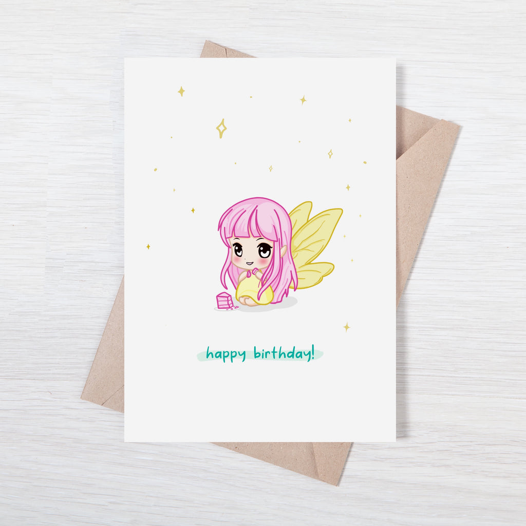 Customizable Kawaii Greeting Card - Luna