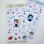 Kawaii Sticker Sheet - Moon Exercise - Bullet Journal Decoration