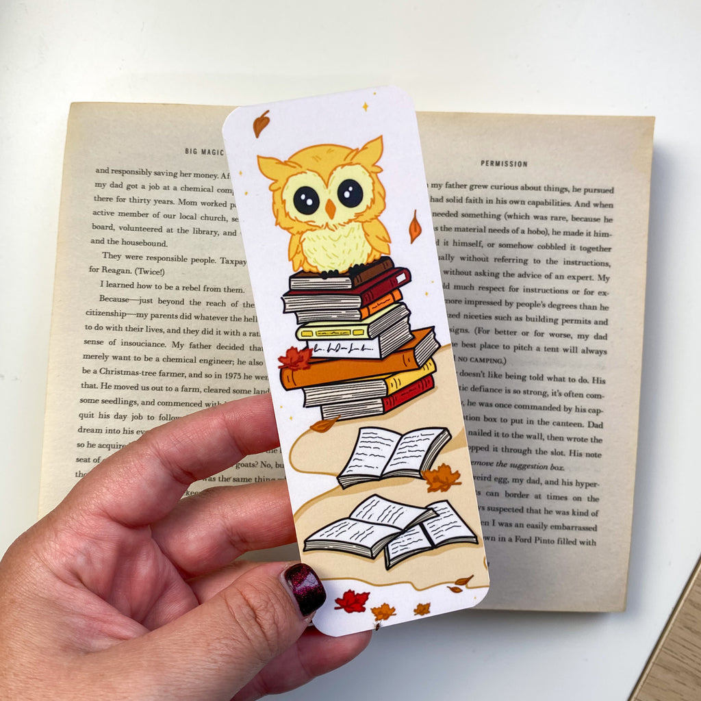 Autumn Illustration Bookmark - Otto - Kawaii Owl