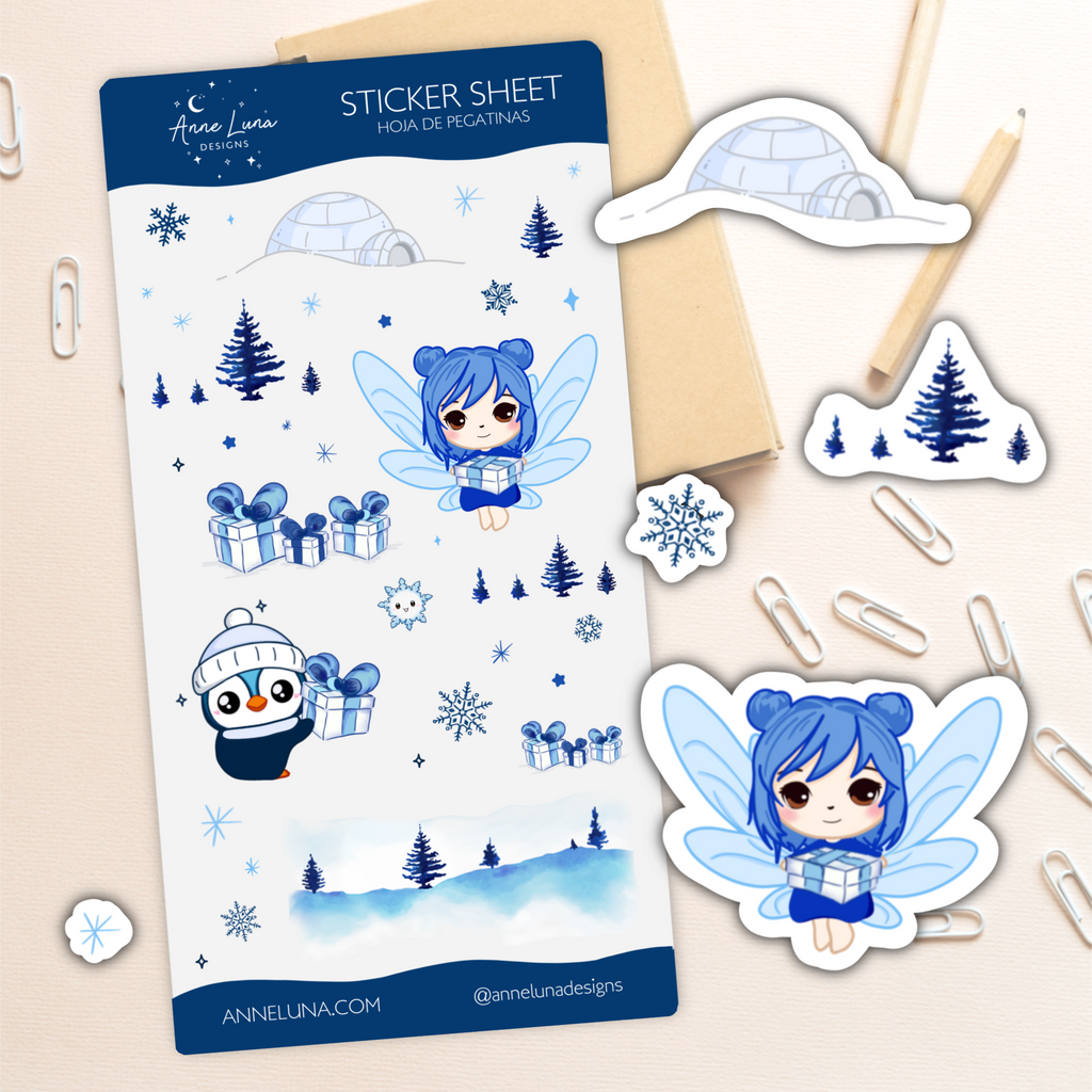 Kawaii Sticker Sheet - Anya and Picky at Christmas - Bullet Journal Decoration