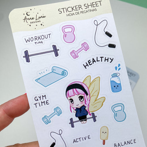 Kawaii Sticker Sheet - Moon Exercise - Bullet Journal Decoration