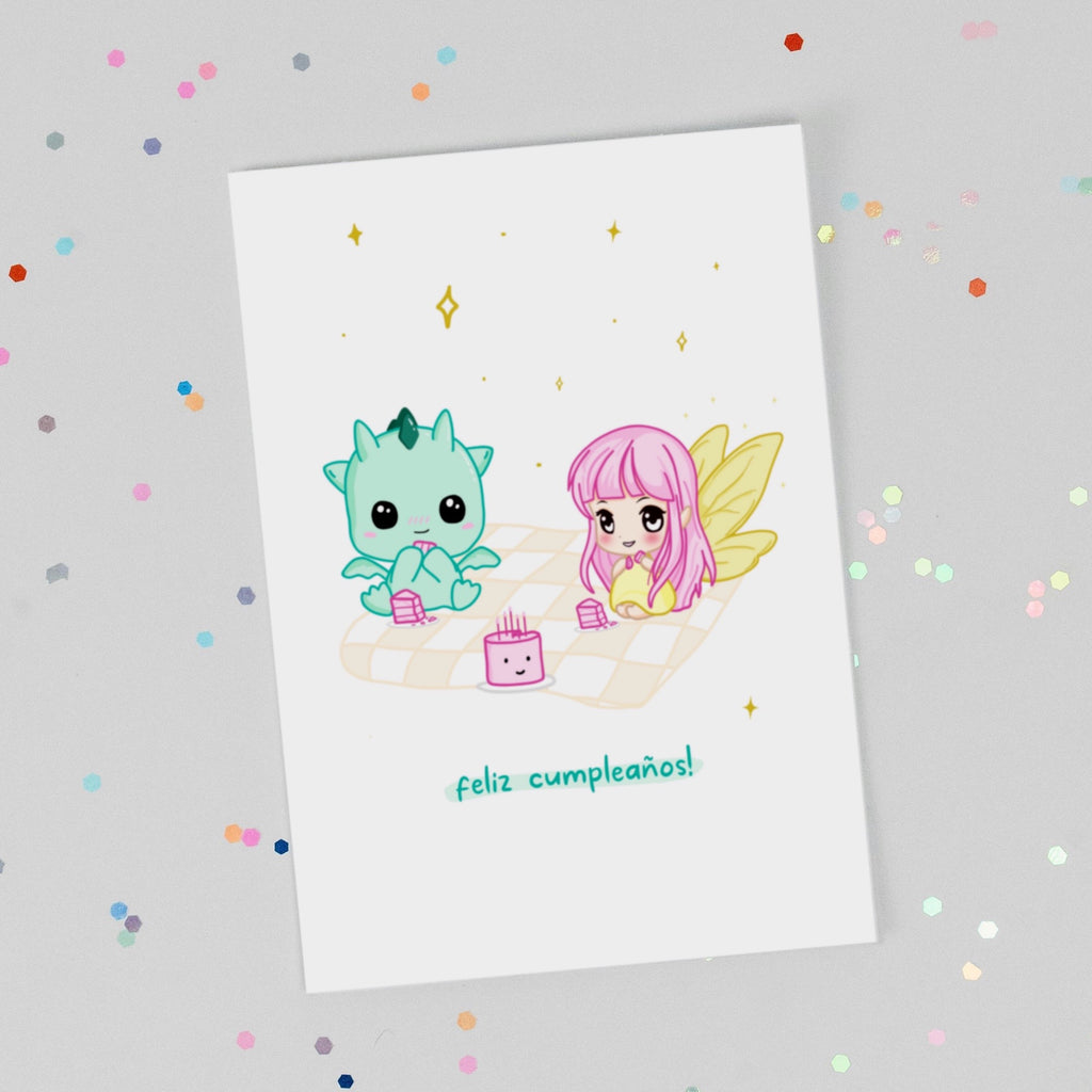 Customizable Kawaii Greeting Card - Kai and Luna