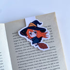 Magnetic Bookmark - Elly with Broom - Kawaii Witch