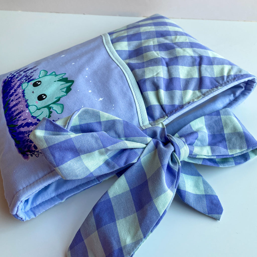 Funda acolchada con Lazo para libros, Kindle o iPad – Ilustración kawaii Reflejos de Lavanda