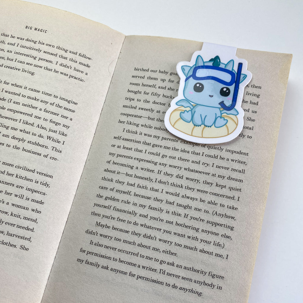 Magnetic Bookmark - Kai with Float - Kawaii Style Dragon