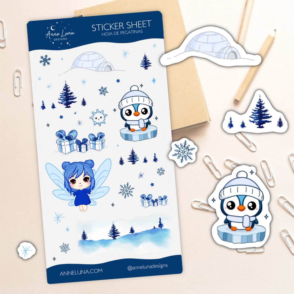 Kawaii Sticker Sheet - Anya and Picky at Christmas - Bullet Journal Decoration
