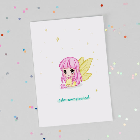 Tarjeta Felicitación Kawaii Personalizable - Luna