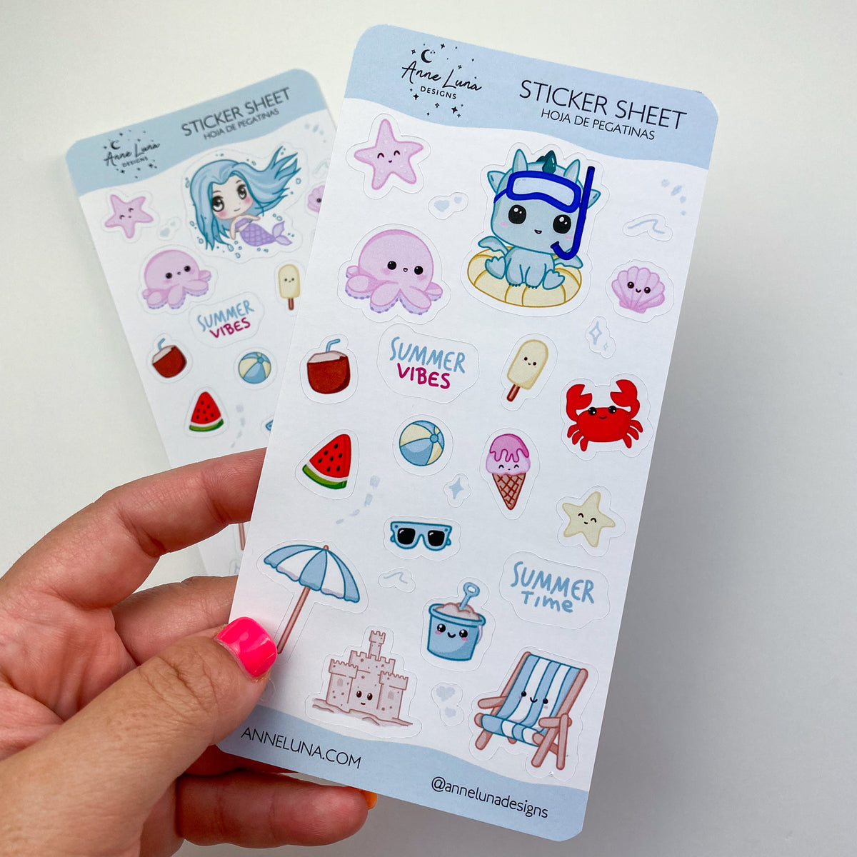Kawaii Sticker Sheet - Kai in Summer - Bullet Journal Decoration