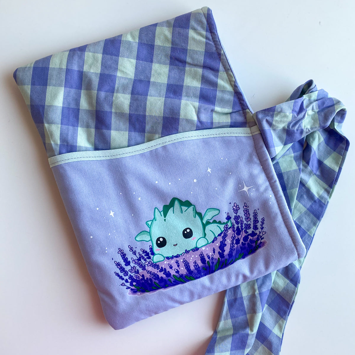Funda acolchada con Lazo para libros, Kindle o iPad – Ilustración kawaii Reflejos de Lavanda