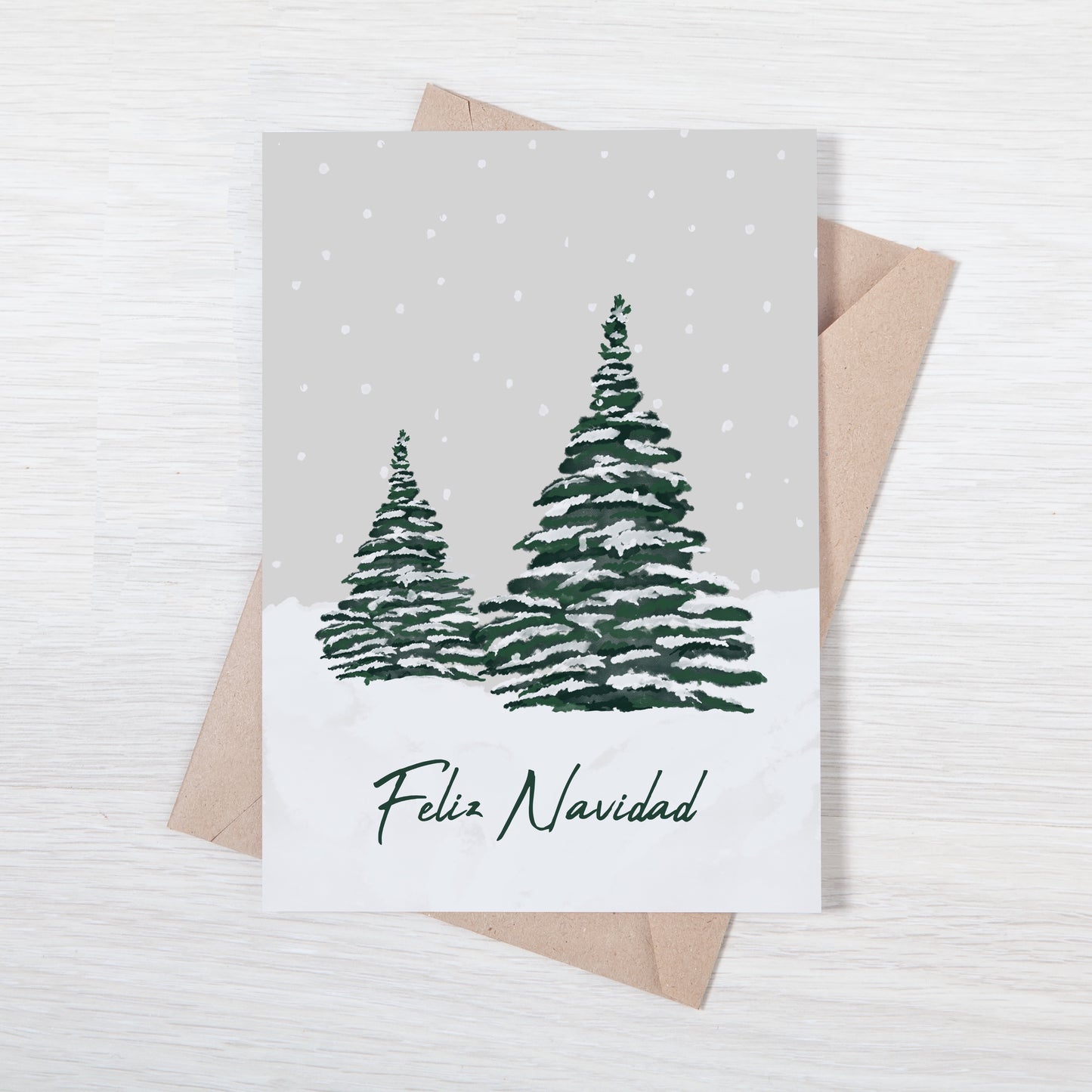 Tarjeta de Navidad. Paisaje Nevado