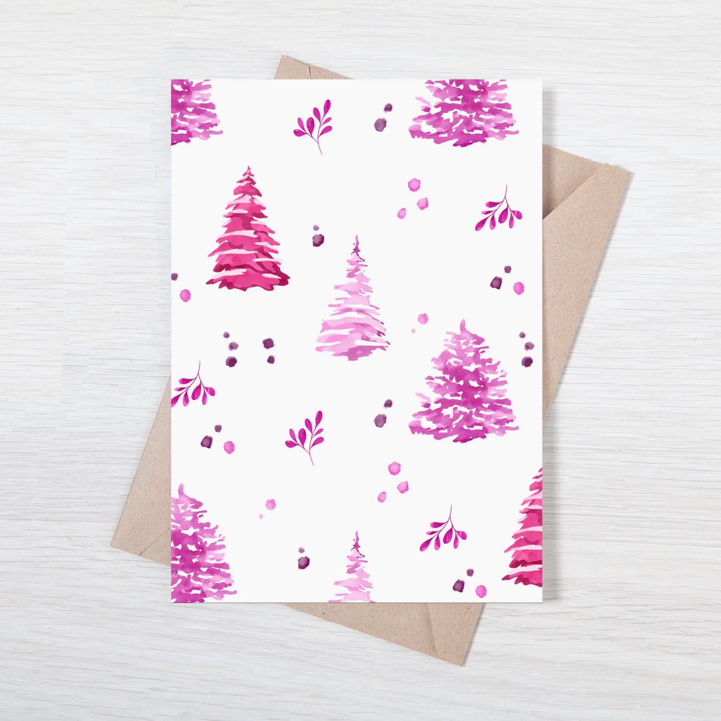 Tarjeta De Navidad Pink Trees