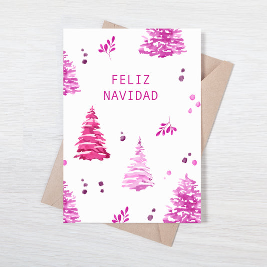 Tarjeta De Navidad Pink Trees