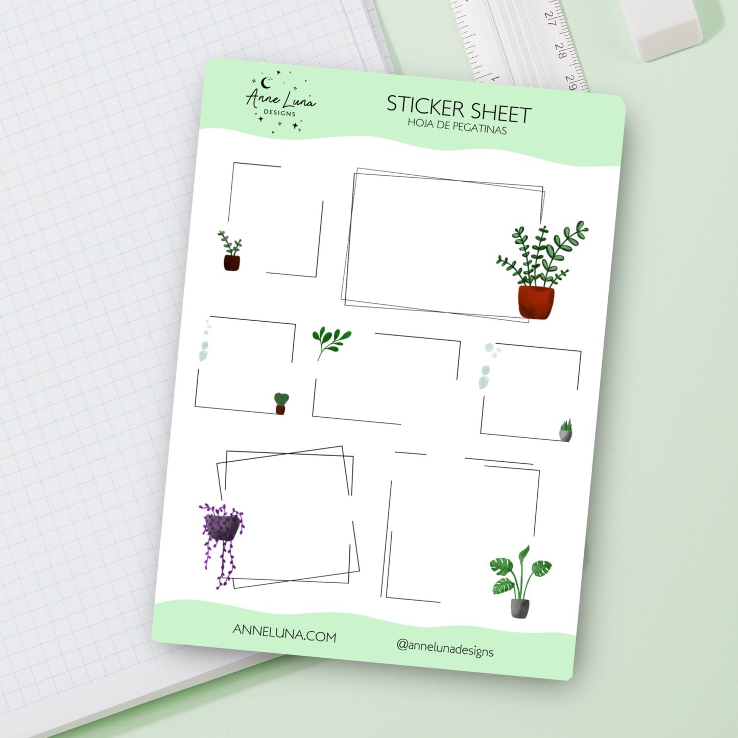 Hoja de Pegatinas Plantas Basic - Decoración Bullet Journal