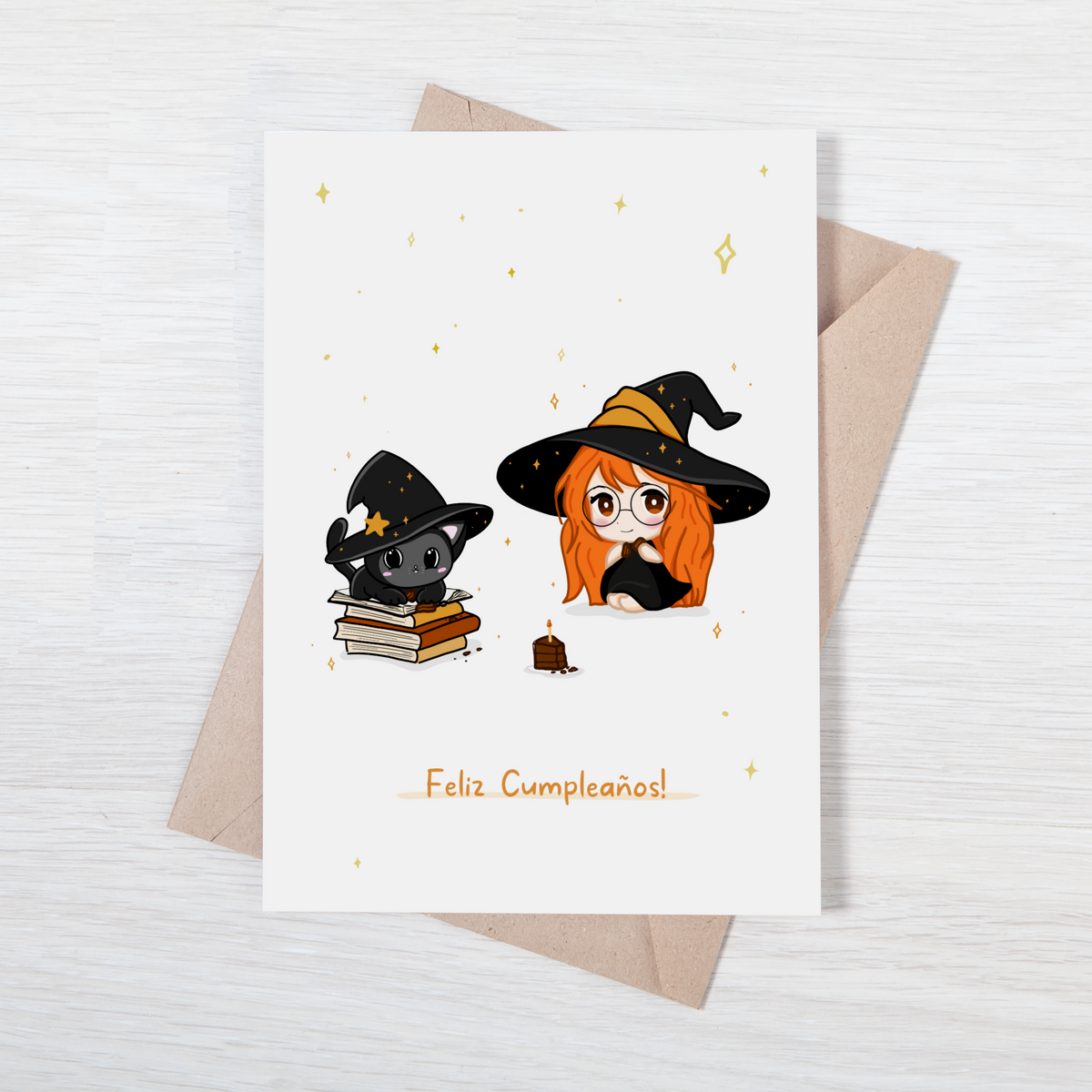 Customizable Kawaii Greeting Card - Elly and Nyx