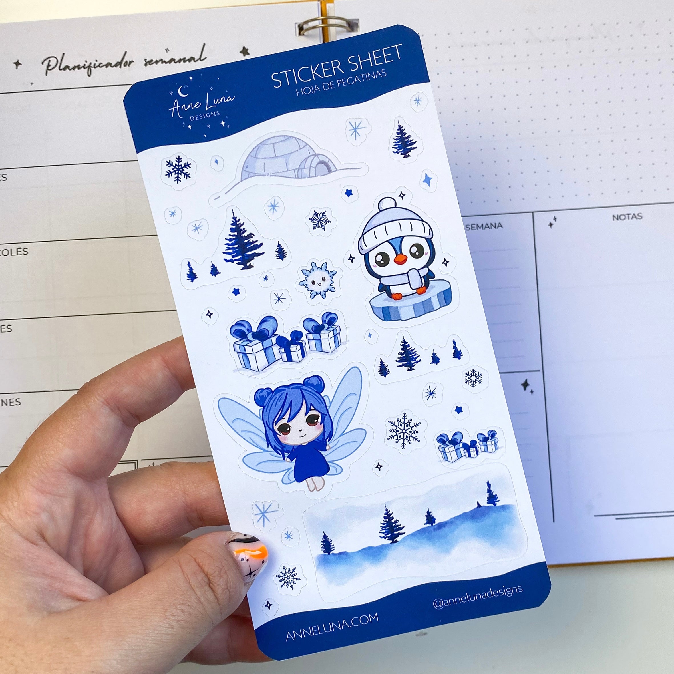Hoja de Pegatinas Kawaii - Anya y Piko en Navidad - Decoración Bullet Journal