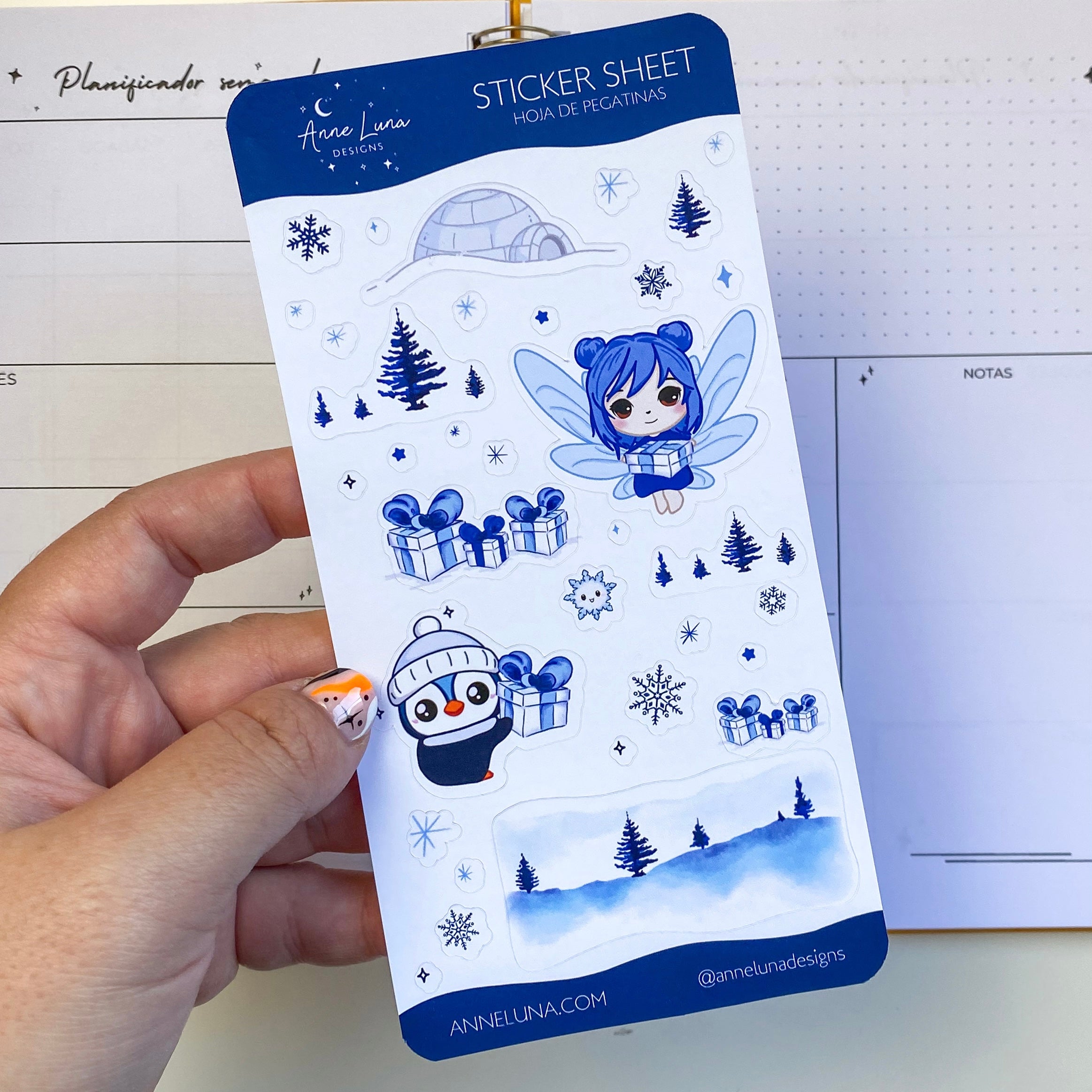 Hoja de Pegatinas Kawaii - Anya y Piko en Navidad - Decoración Bullet Journal