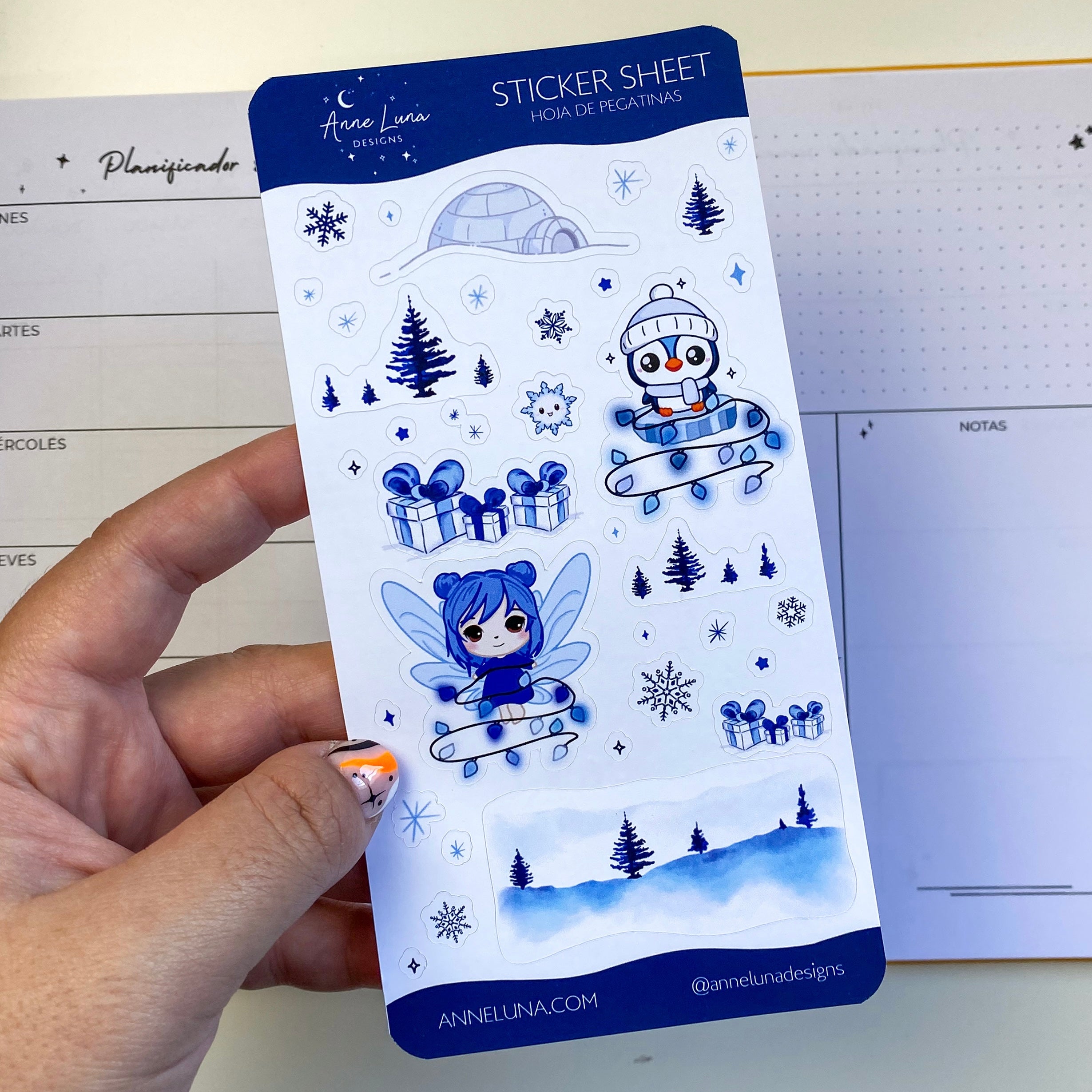 Hoja de Pegatinas Kawaii - Anya y Piko en Navidad - Decoración Bullet Journal