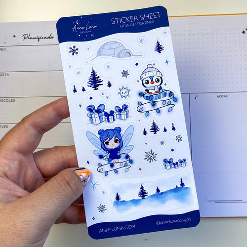 Kawaii Sticker Sheet - Anya and Picky at Christmas - Bullet Journal Decoration