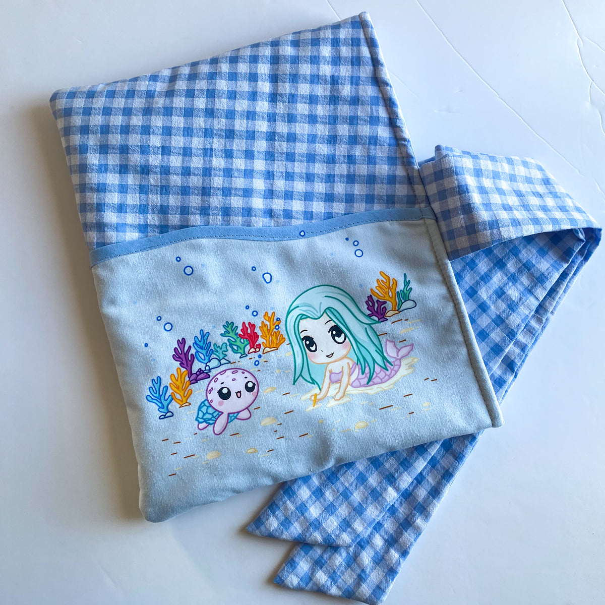 Funda acolchada con Lazo para libros, Kindle o iPad – Ilustración kawaii Bajo el Mar