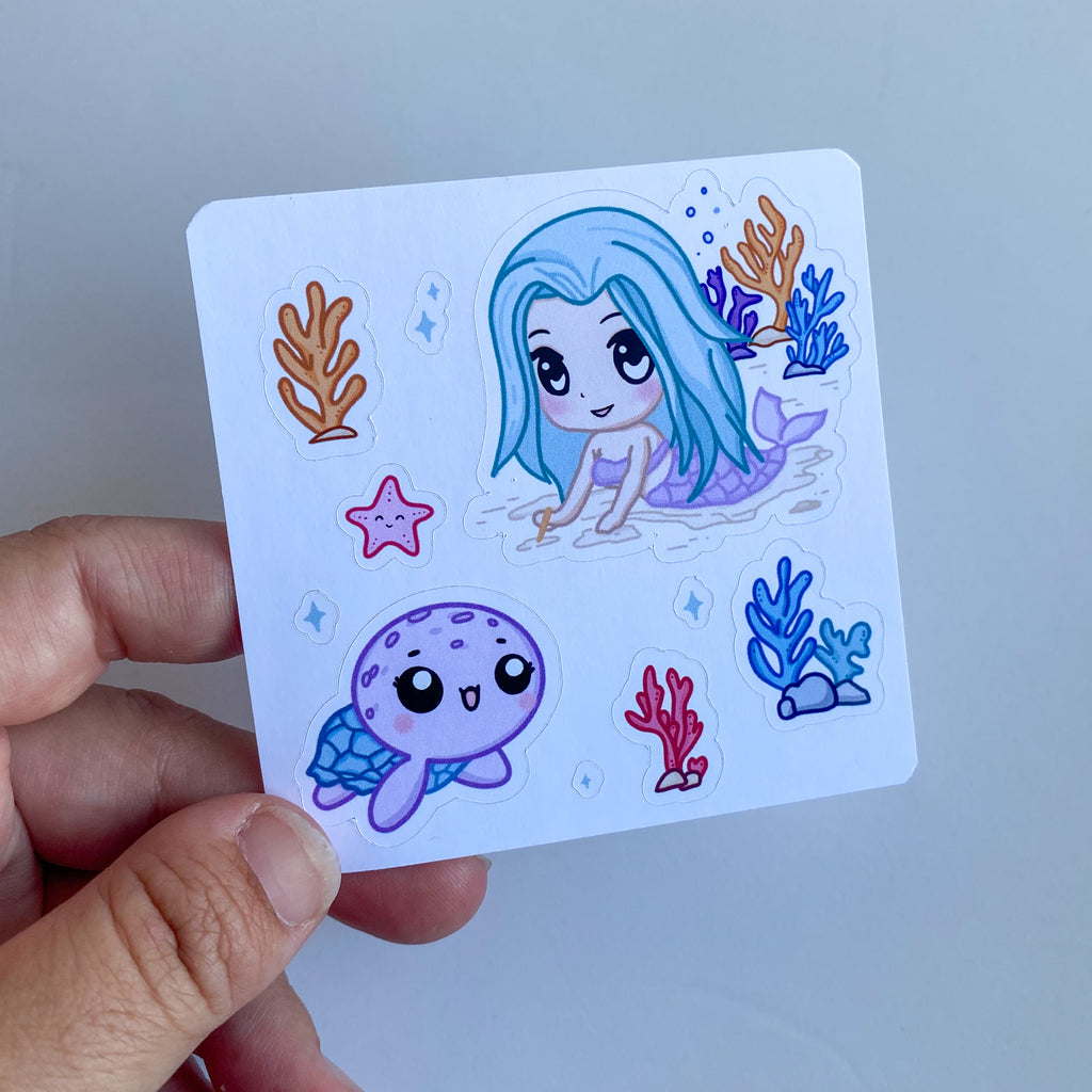 Mini Hoja de Pegatinas Kawaii - Bajo el Mar - Decoración Bullet Journal