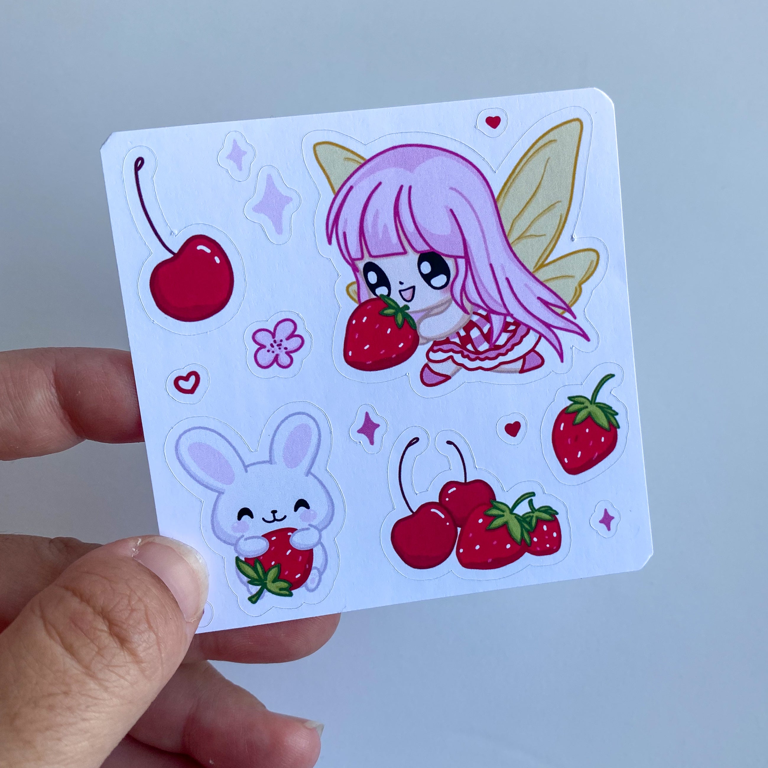 Mini Hoja de Pegatinas Kawaii - Sabor a Fresa - Decoración Bullet Journal
