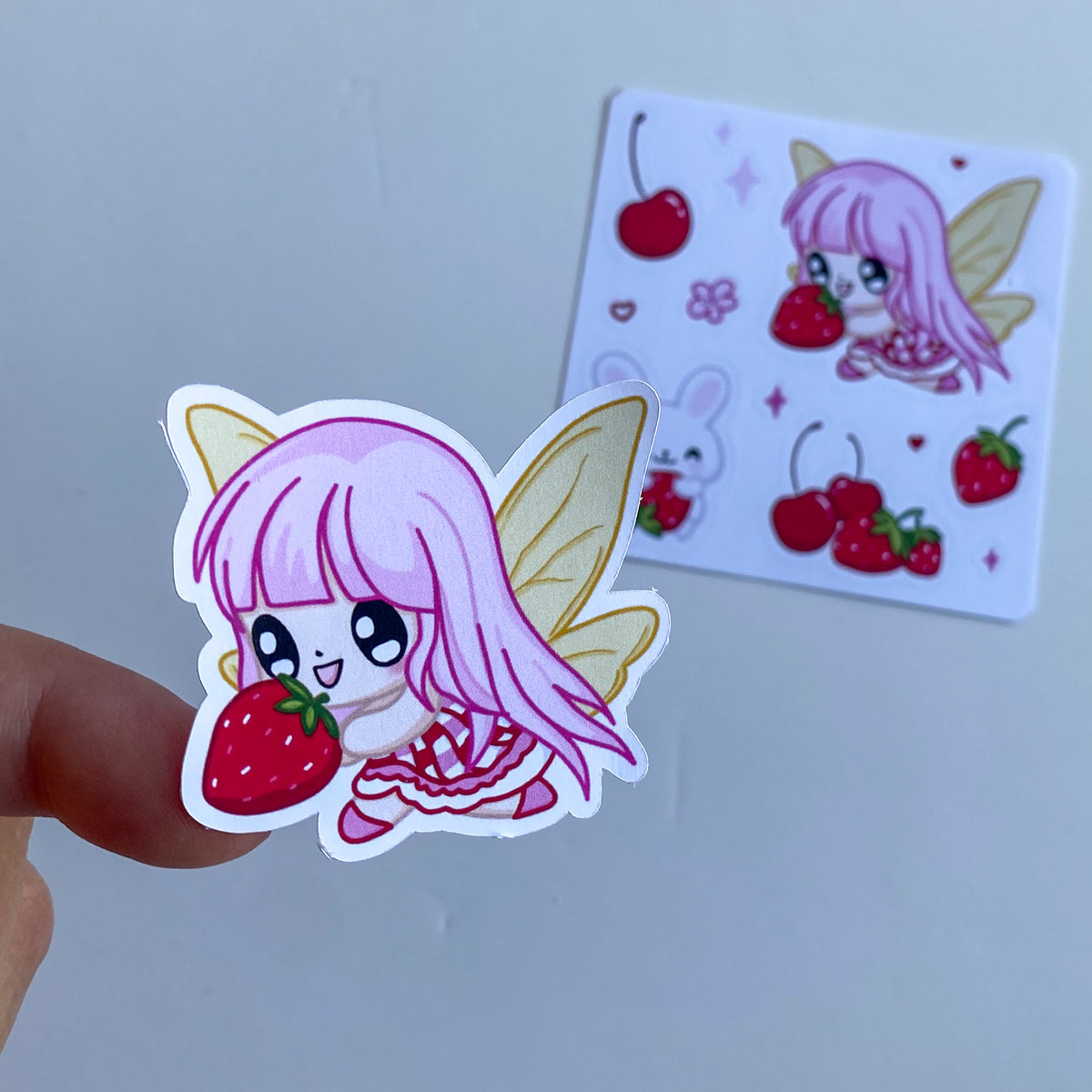 Mini Hoja de Pegatinas Kawaii - Sabor a Fresa - Decoración Bullet Journal