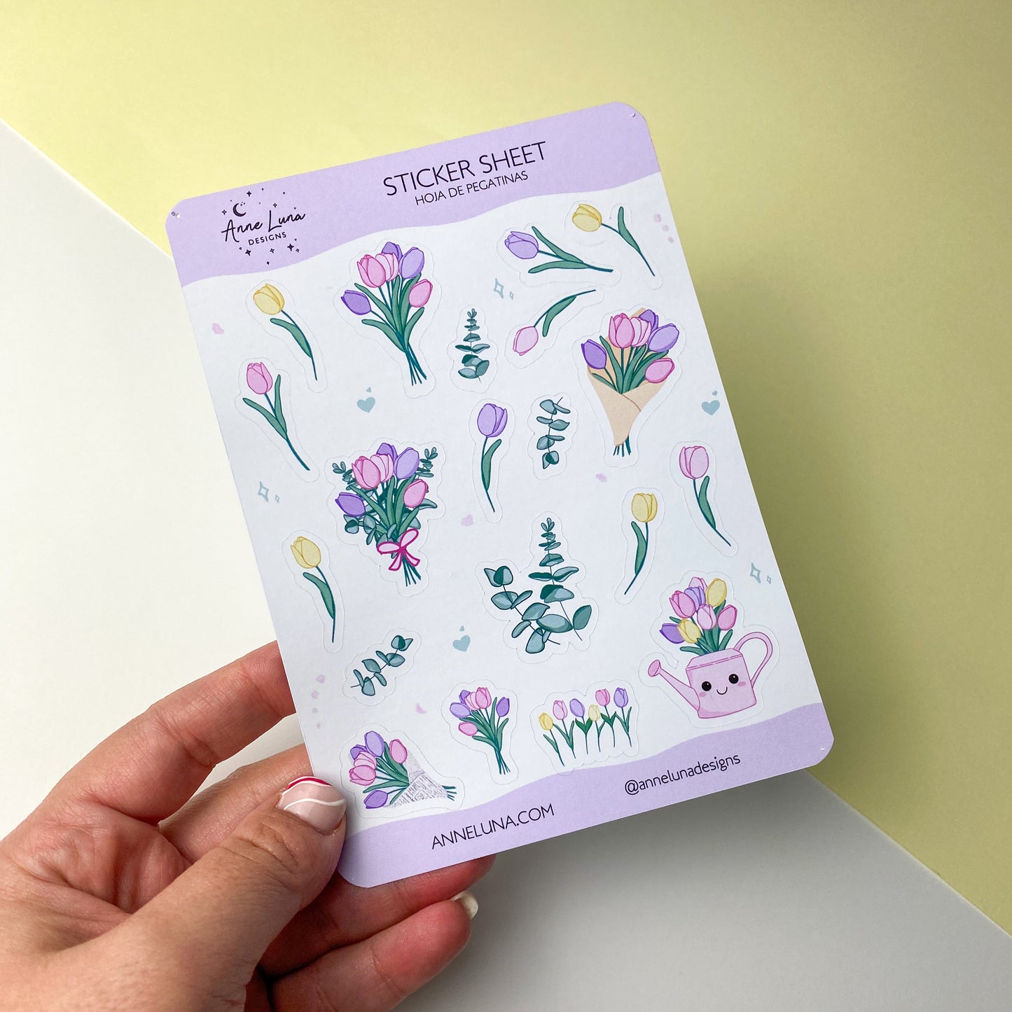 Hoja de Pegatinas Kawaii - Tulipanes - Decoración Bullet Journal