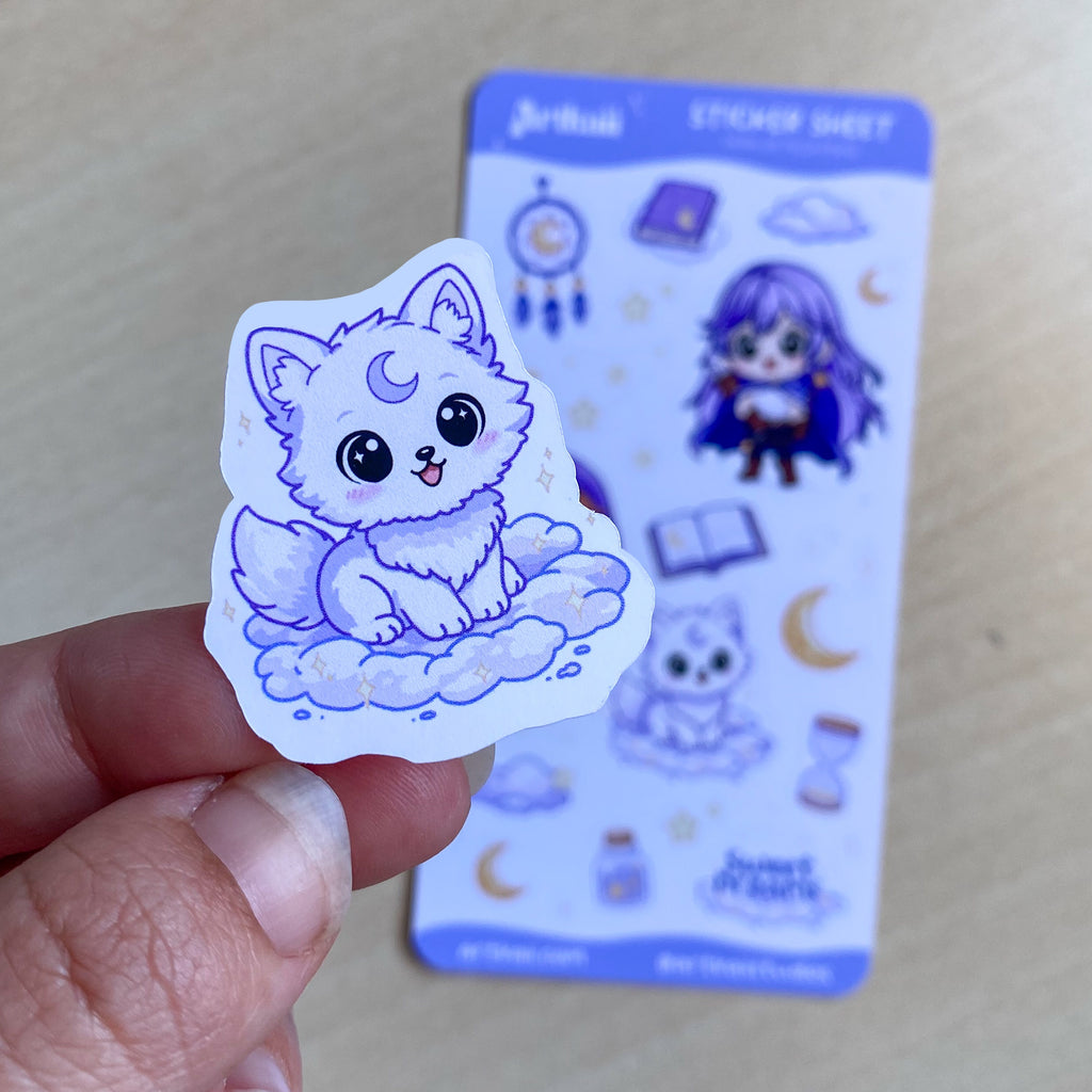Hoja de Pegatinas Kawaii - Guardianes de los sueños - Decoración Bullet Journal